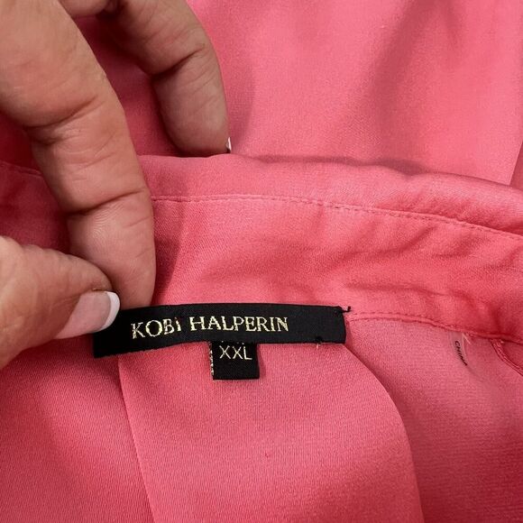 Kobi Halperin Kristin Silk Blouse Size XXL Flamingo Pink Sleeveless Stretch Luxe - Picture 11 of 12
